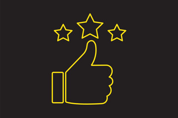 Star Rating Icon. Thumbs Up Icon. Like, thumb up and stars, Rating icon. Thumbs up icon gives a star review. Rate icons.