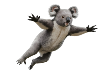 Koala Bear in Mid-Air: Wildlife Photography on transparent background