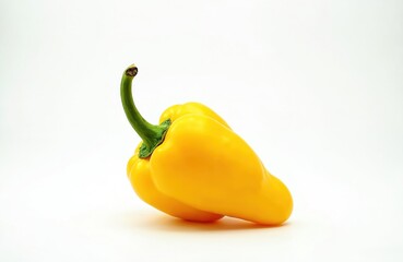 Yellow pepper isolated on white background. Unusual shape, curved, organic veggie. Funny, bizarre concept of ugly vegetables, fresh, juicy, healthy eating. Vitamin, organic, vegetarian food.