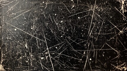 Black and white grunge texture with numerous scratches, scuffs, and distressed marks creating a worn, vintage effect.