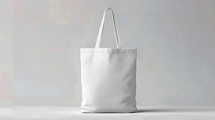 Minimalist Canvas Tote Bag on White Platform - Product Display for Retail and Mockups