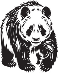 Obraz premium Cute Black Panda Clipart Illustration