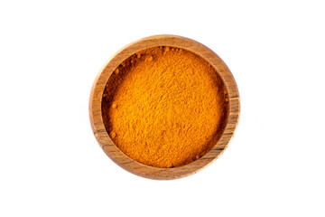 Turmeric with its magnificent orange color on a white background