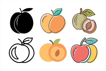 "Peach Vector Icons – Outline, Flat, and Colorful Peach Illustrations"

