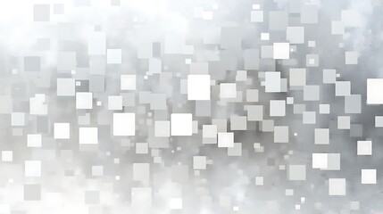 Abstract design of many overlapping squares in varying shades of gray and white.