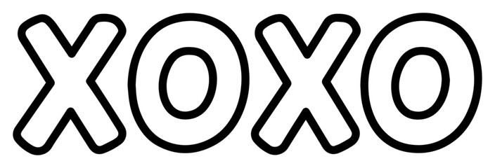 xoxo text outline vector illustration love typography line art for valentine