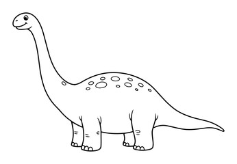brachiosaurus cartoon dinosaur outline vector illustration long neck prehistoric art