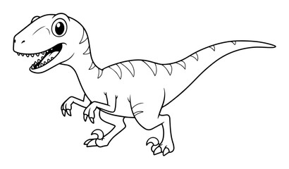 velociraptor cartoon dinosaur outline vector illustration cute prehistoric line art © Anna