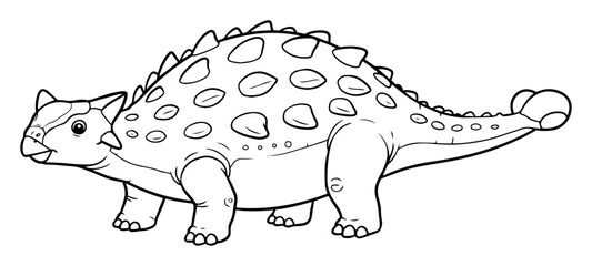 ankylosaurus cartoon dinosaur outline vector illustration jurassic line art © Anna