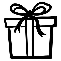 Gift box Icon, Doodle Style, celebration or congratulations Symbol