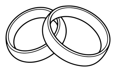 wedding rings outline vector illustration monochrome line art symbol of love