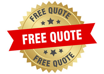 free quote. free quote round red and gold label isolated on transparent background