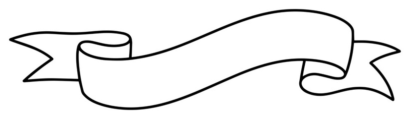 ribbon banner outline vector element monochrome line art for decoration and design