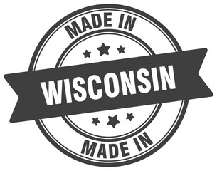 Made in Wisconsin round sign. Made in Wisconsin stamp.