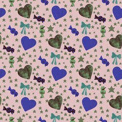 Pattern with heart and star 