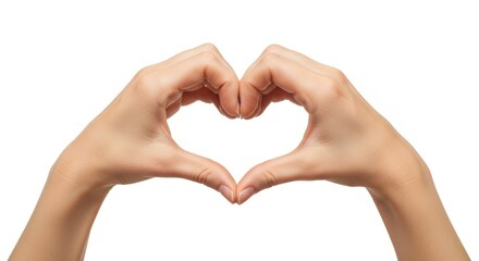 Fototapeta premium Two hands making a heart shape, love symbol, valentines day, wedding, romantic gesture image