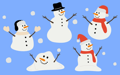 Various Snowman Set vector illustration