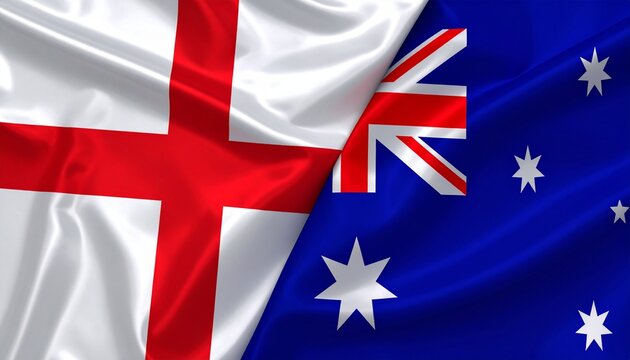 Flags of England and Australia Waving Together