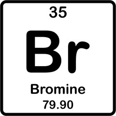 Chemical element on periodic table. Bromine or Br.