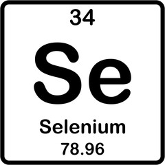 Chemical element of periodic table. Selenium or Se.