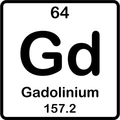 Chemical element on periodic table. Gadolinium or Gd.