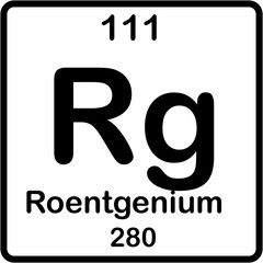 Chemical element of periodic table. Roentgenium or Rg.