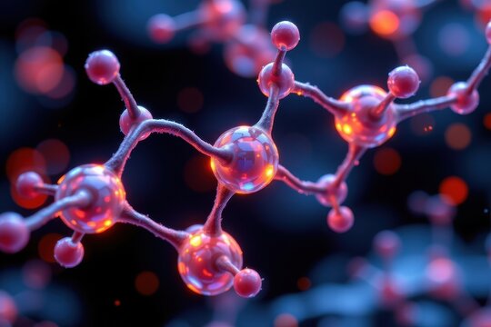 molecular structure of steviol glycosides with glowing sugar molecules blocked, symbolic representation of safe sweetening.