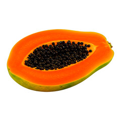 papaya on a black background
