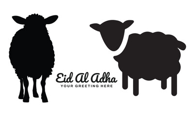Eid al-Adha Sheep Silhouette Vector – Qurbani Animal Islamic Festival Design