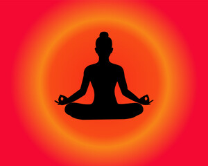 vector illustration silhouette meditation on down
