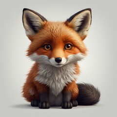happy cute cartoon animal fox isolated on white background
