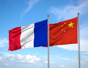 Naklejka premium Flags of China and France