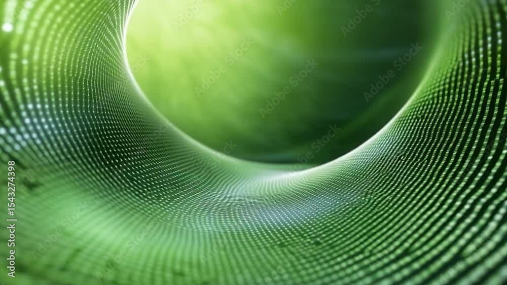 Aufkleber Tunnel of Green: A mesmerizing visual of a digitally crafted tunnel of green, its depth and luminosity beckoning the viewer into a world of abstract serenity and futuristic design.