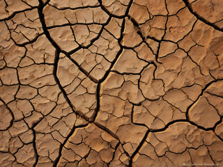 Close-Up of Cracked Dry Earth with Organic Texture