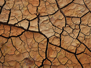 Close-Up of Cracked Dry Earth with Organic Texture