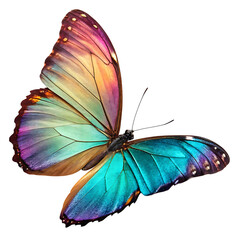 Vibrant morpho butterfly wings isolated on transparent background