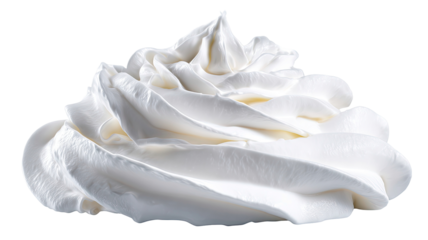 Swirl of Fresh Whipped Cream Isolated on Transparent Background for Easy Design Integration