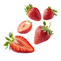 Fresh strawberries isolated on transparent background