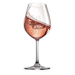 Rose wine splash in glass isolated on transparent background