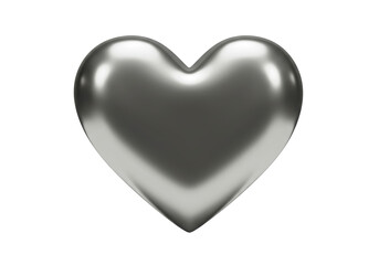 Isolated Metallic Silver Heart Symbol