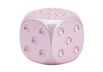 Isolated Iridescent Pastel Dice with Multiple Dots