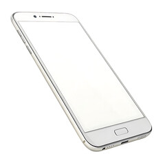White smartphone mockup isolated on transparent background