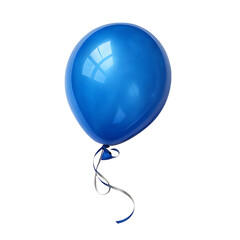 Single blue balloon isolated on transparent background