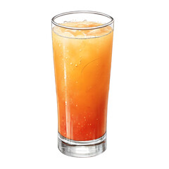 Refreshing orange juice drink isolated on transparent background