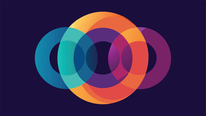 Abstract overlapping colorful rings transparency graphic design elements