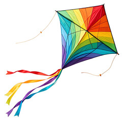 Rainbow kite isolated on transparent background