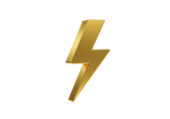 Isolated Golden Lightning Bolt Symbol