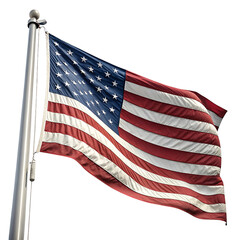 American flag waving isolated on transparent background