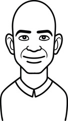 bald man avatar line art icon.