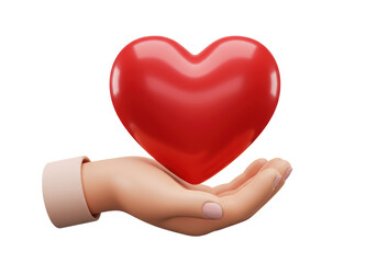 Obraz premium Isolated Hand Holding Red Heart Symbol